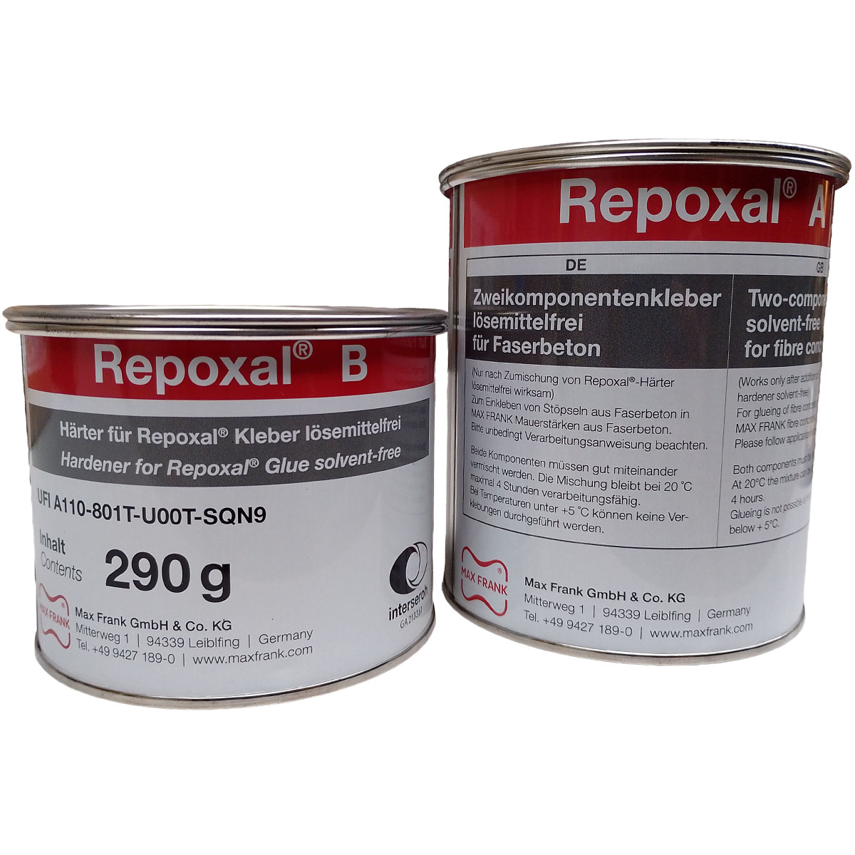 REPOXAL Zweikomponentenkleber lösemittelfrei zum Verkleben von Stöpseln und Verschlusskonen für Faserbeton