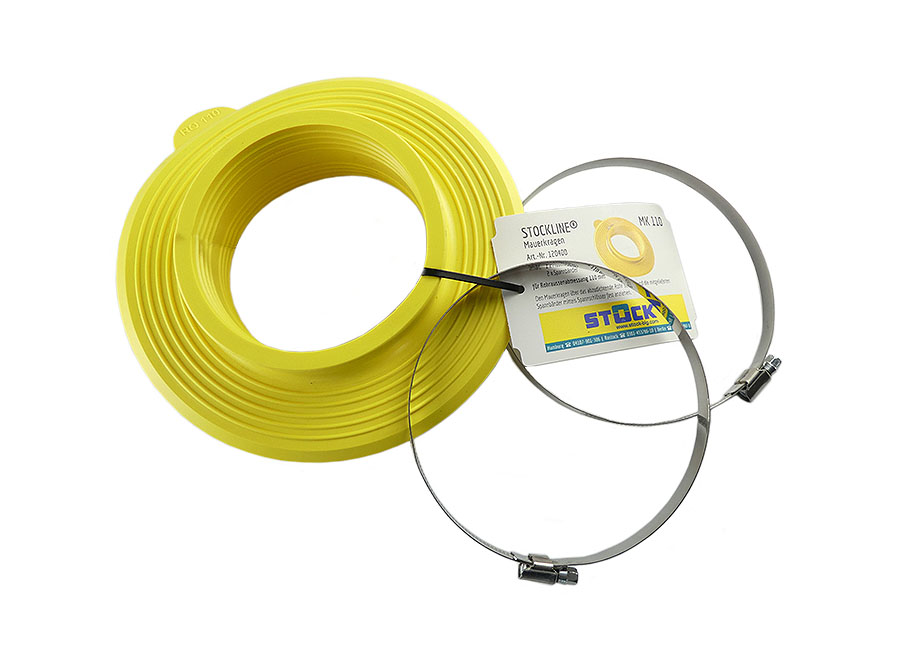 Mauerkragen 110mm für Abwasserleitungen mit 2 Spannbändern