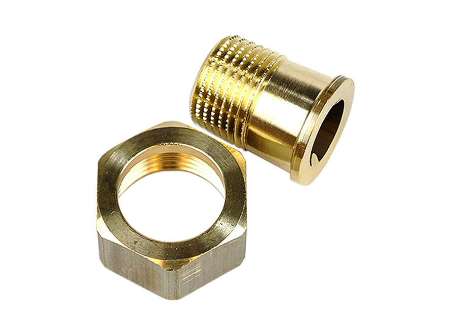 Nippel flach mit Überwurfmutter 1/2 Zoll Innengewinde und 3/4 Zoll Außengewinde