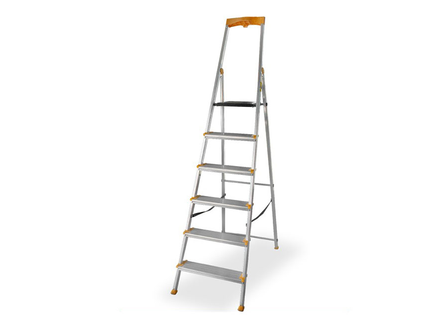Einseitige Trittleiter / Aluminiumleiter mit breiten 6 Stufen