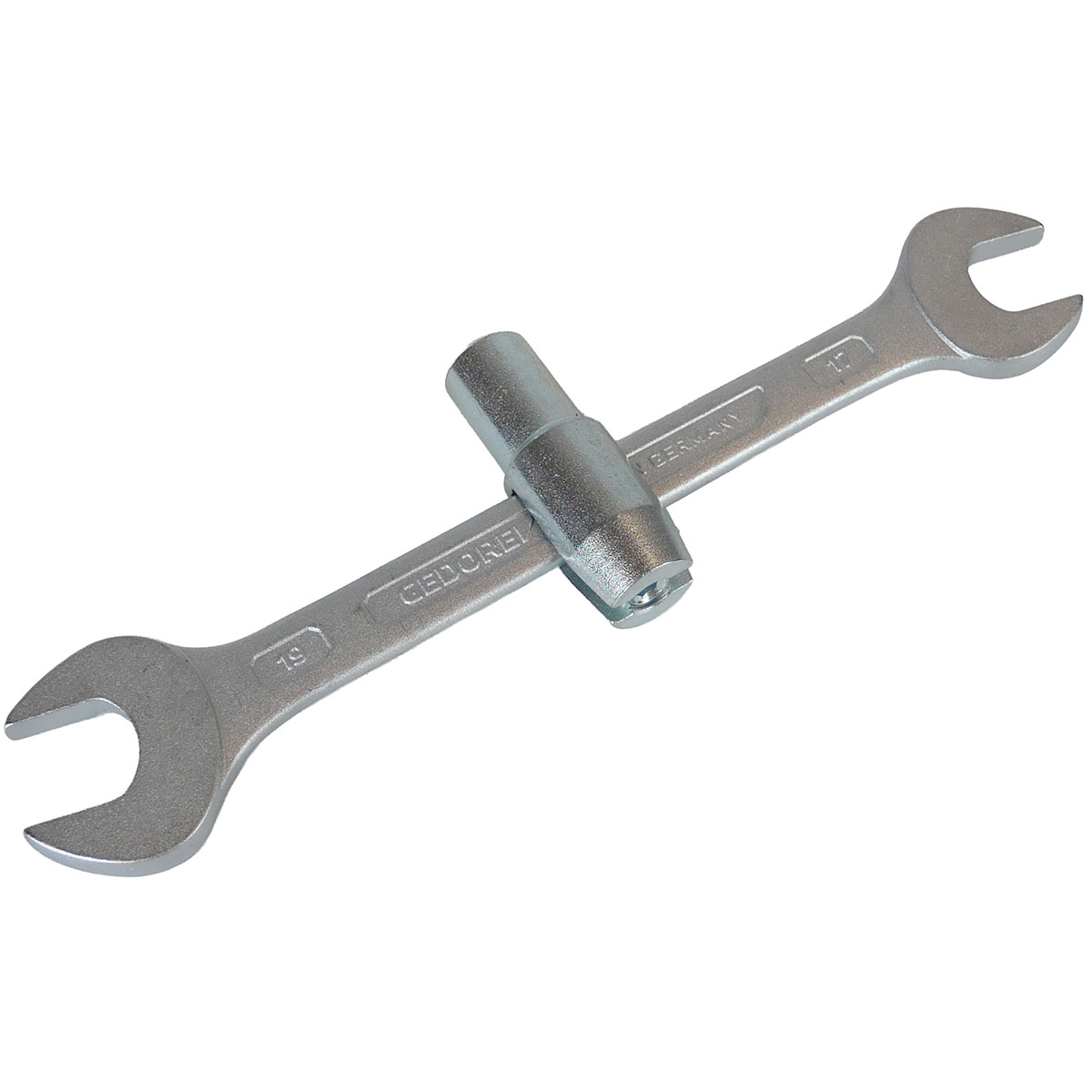 Montageschlüssel 17x19mm mit verschiebbarem Stockschraubeneinsatz