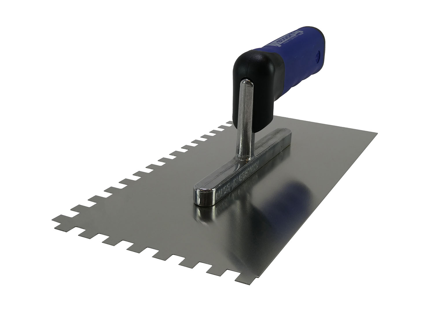 Glättekelle gezahnt 280 mm rostfrei mit 2K-SOFT-Griff 8 x 8 mm