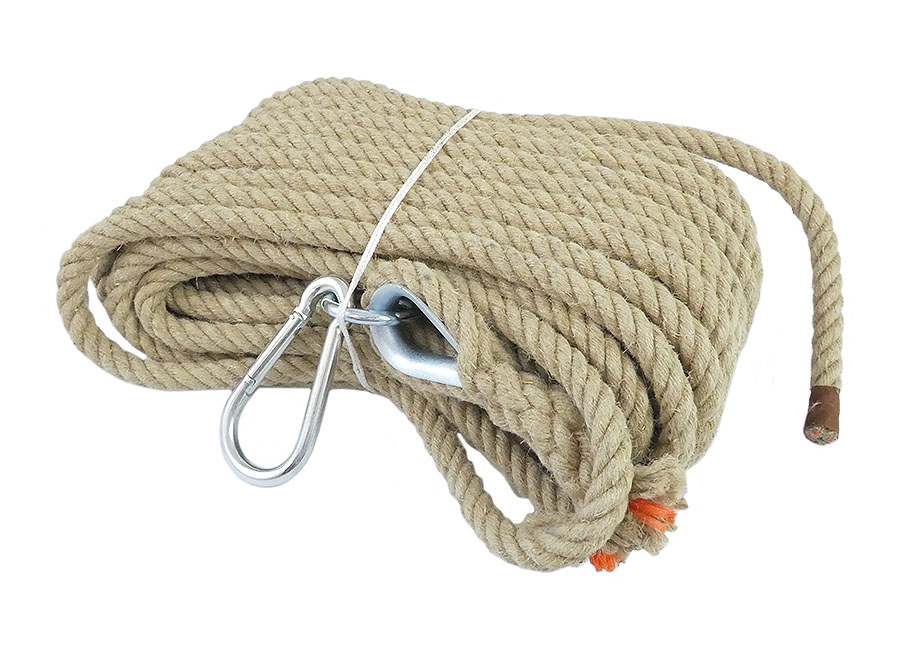 Hanf-Eimerseil mit Karabinerhaken 20 mm Hanf-Eimerseil mit Karabinerhaken 20 mm