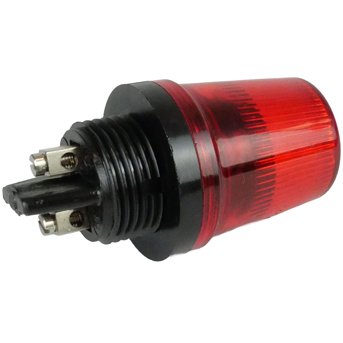 Kontrolllampe Ø 29 mm mit rot-transparenter Abdeckhaube und schwarzer Schraubfassung passend für Füllstandsmelder in Förderanlagen