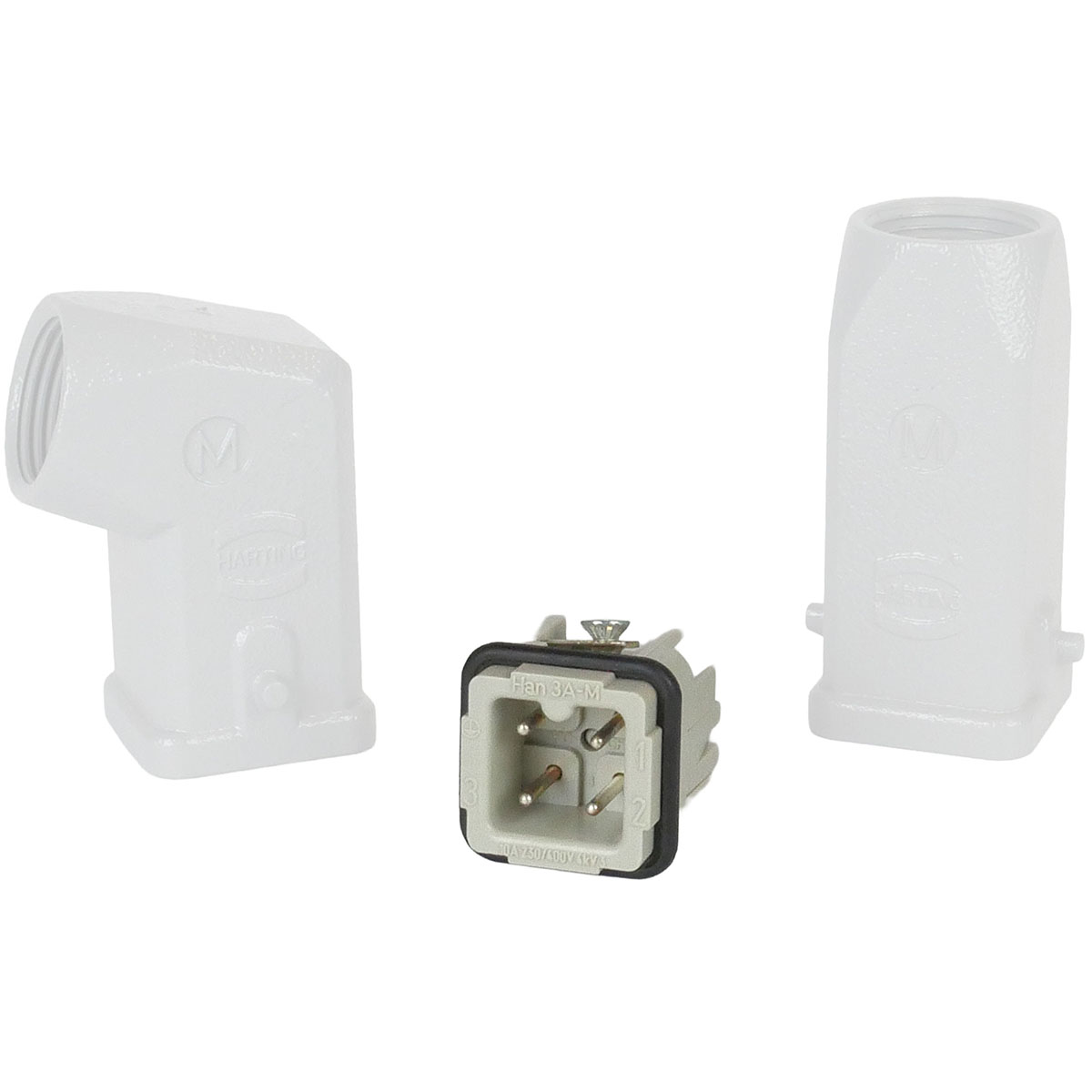 Stifteinsatz 4-polig HAN 3A-STI-S mit Schraubanschluss und Passen für Steuerstecker oder Blindstecker.