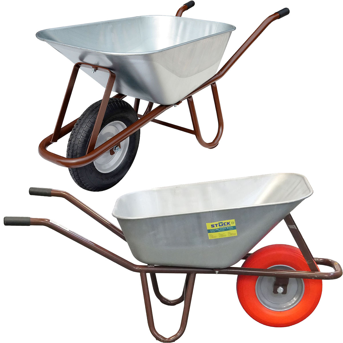 Betonkarre Tiefmuldenkarre 90L verzinkt mit Kugellager