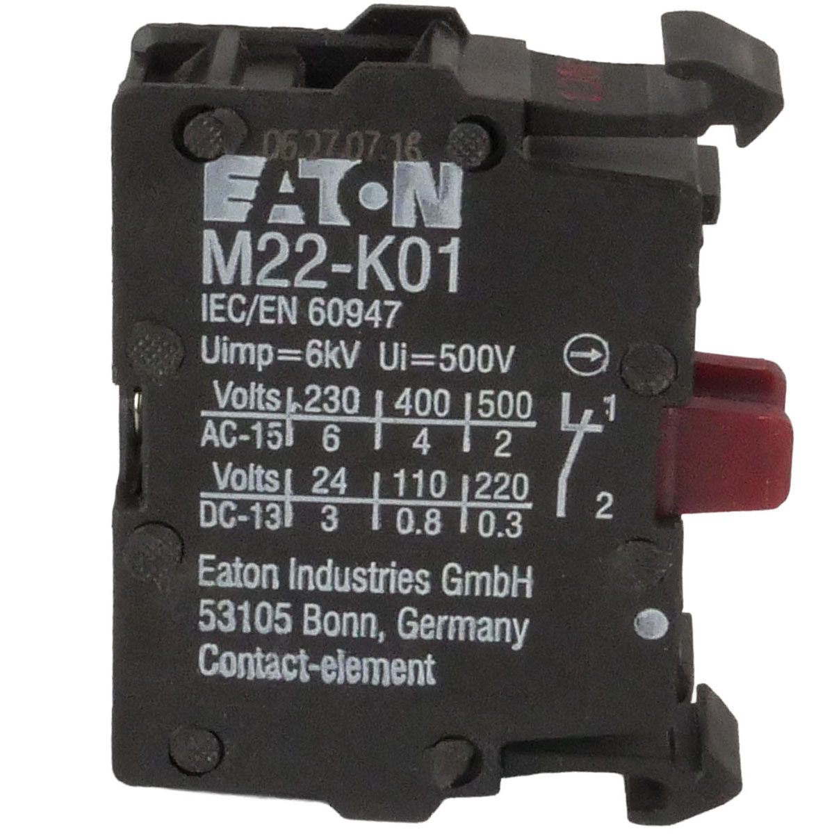 Kontaktelement M22 Öffner M22-K01 nach IEC und EN 60947 Norm für Schaltschränke