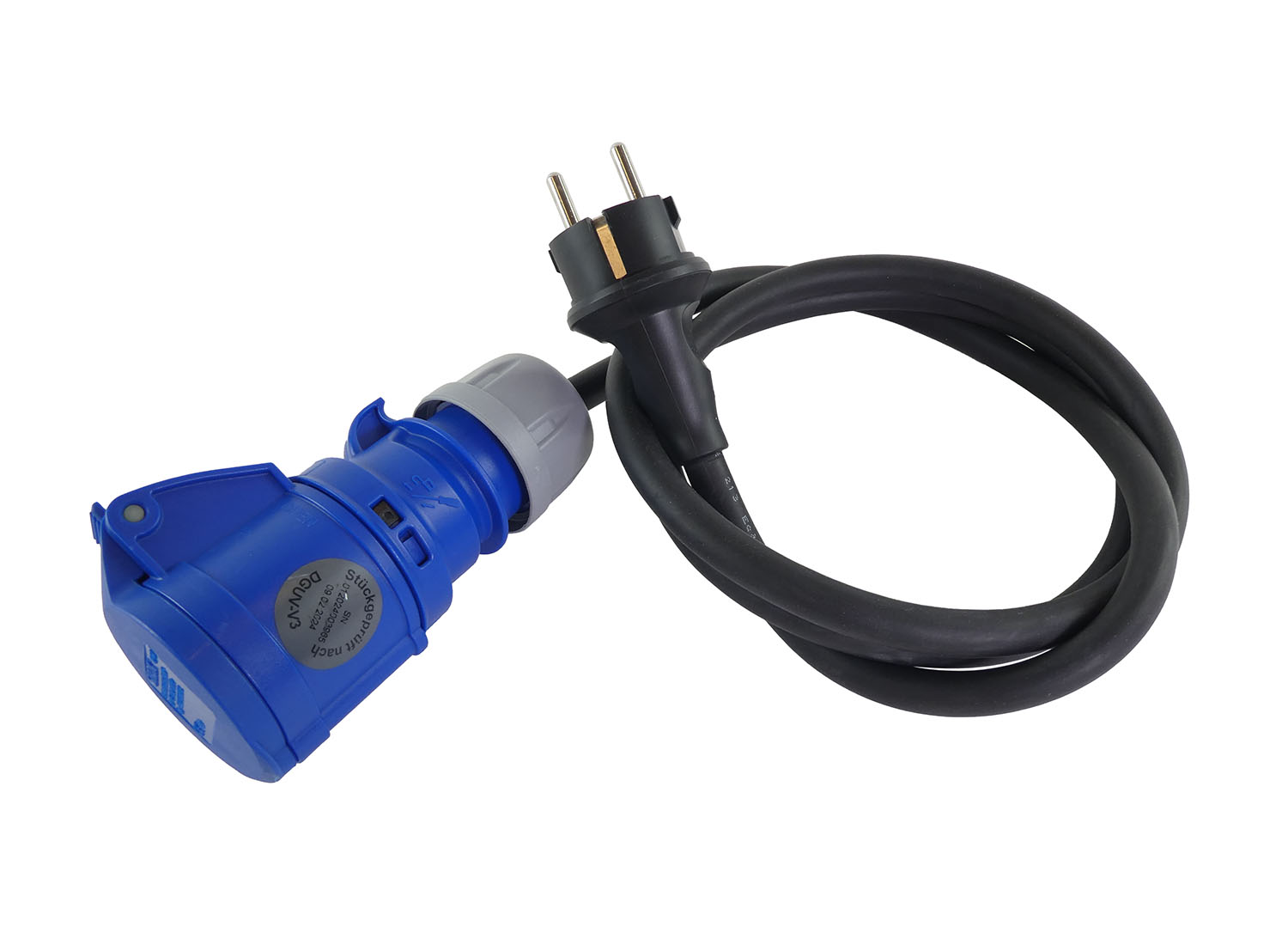 Camping Adapterkabel IP44 1,5m H07RN-F 3G Schutzkontakt-Stecker, CEE