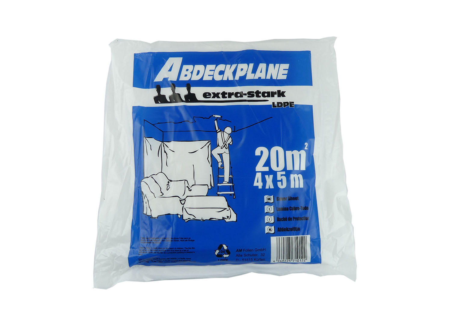 LDPE Abdeckplane extra stark 50 mµ transparent 4 x 5 m