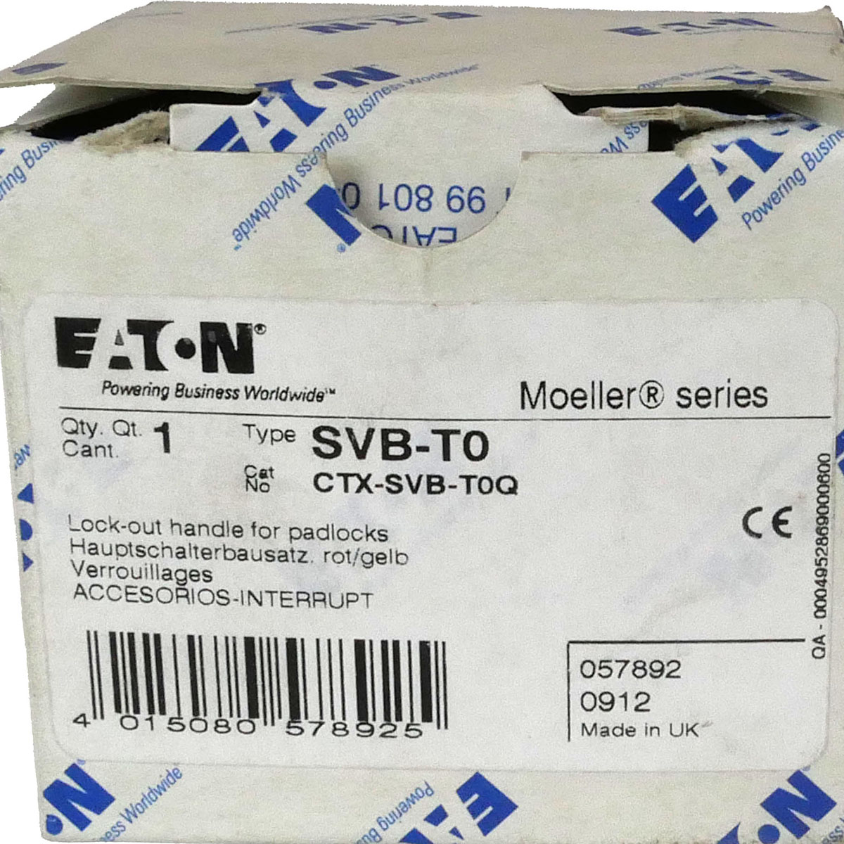 Abschließbarer roter Knebelgriff mit gelbem Sperrkranz für Hauptschalter T0, T3 und P1 (SVB-T0 CTX-SVB-T0Q).