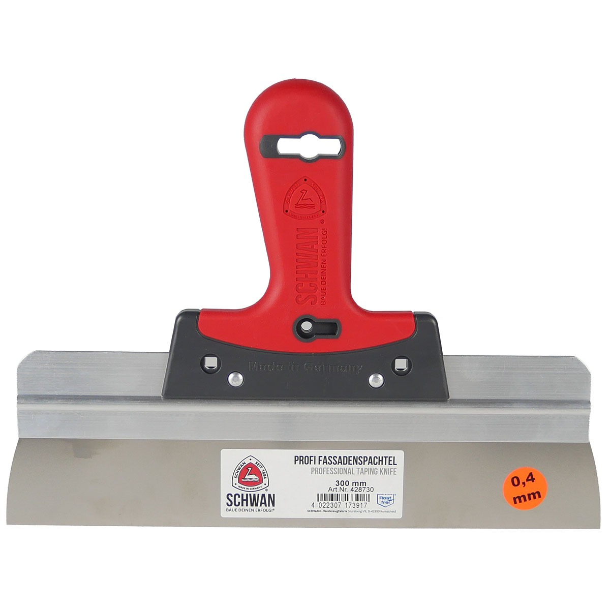 Fassadenspachtel mit 300mm Breite und 0,4mm Dicke, rostfreier Stahl