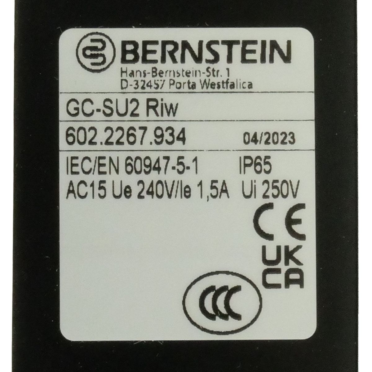 Endschalter 510166 mit Schutzart IP65 und Nennspannung 250V für Industrieanwendungen