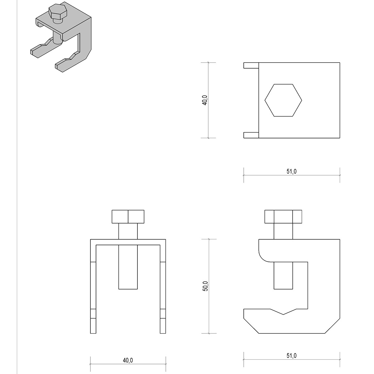 Verzinkte Armierungsklemme für Flachleiter Erdung 51x38x50mm zur Verbindung mit Fundamenterden