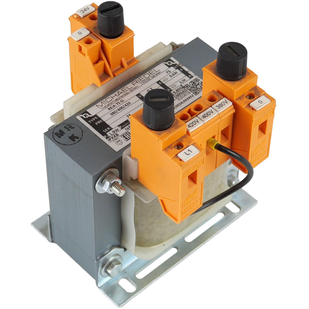 Steuertransformator 70VA 400V-24V mit 3 Sicherungen