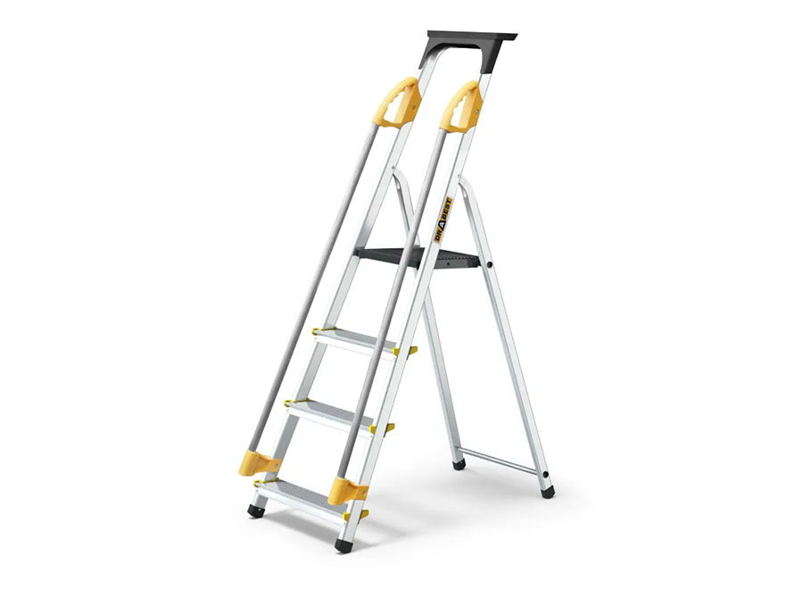 PRO Trittleiter Aluminium mit Handlauf 4 Sprossen PRO Trittleiter Aluminium mit Handlauf 4 Sprossen