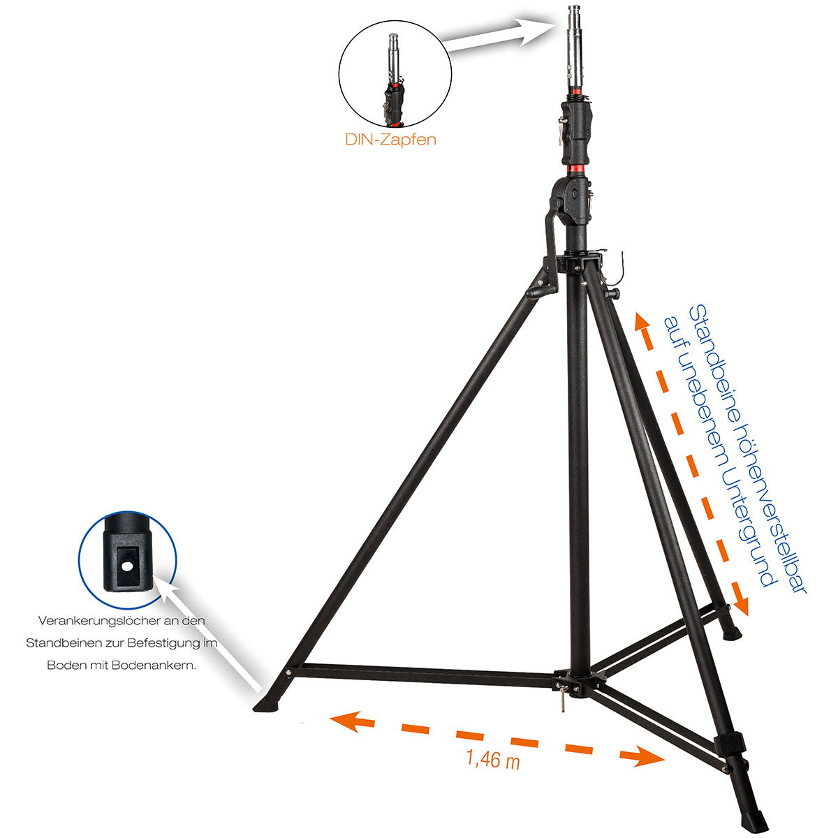 EnergyTube XL 1500 Ultra 360° LED-Fluter mit XXL Easy-Lift Stativ