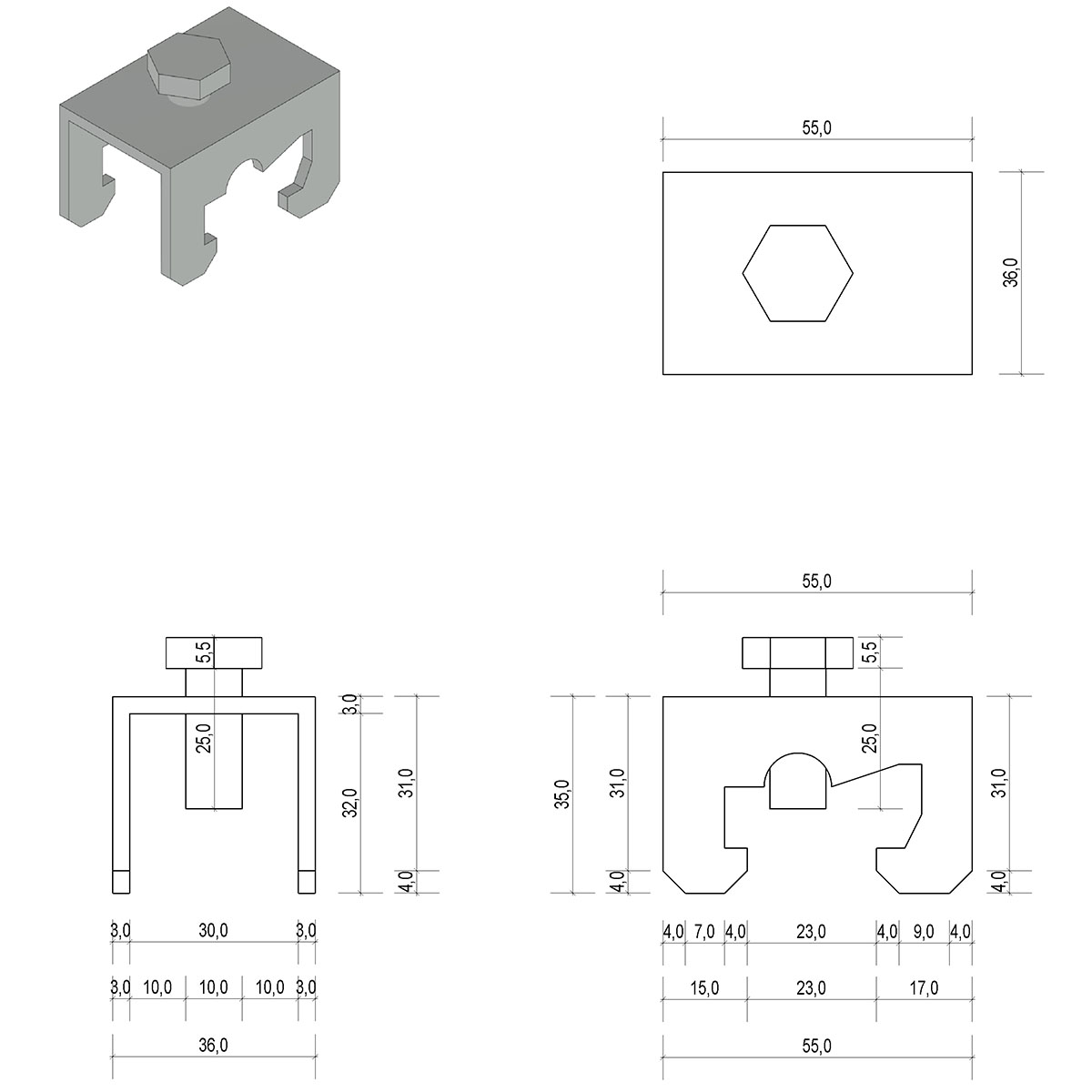 Einzelklemme flach/rund verzinkt M10 (100163)