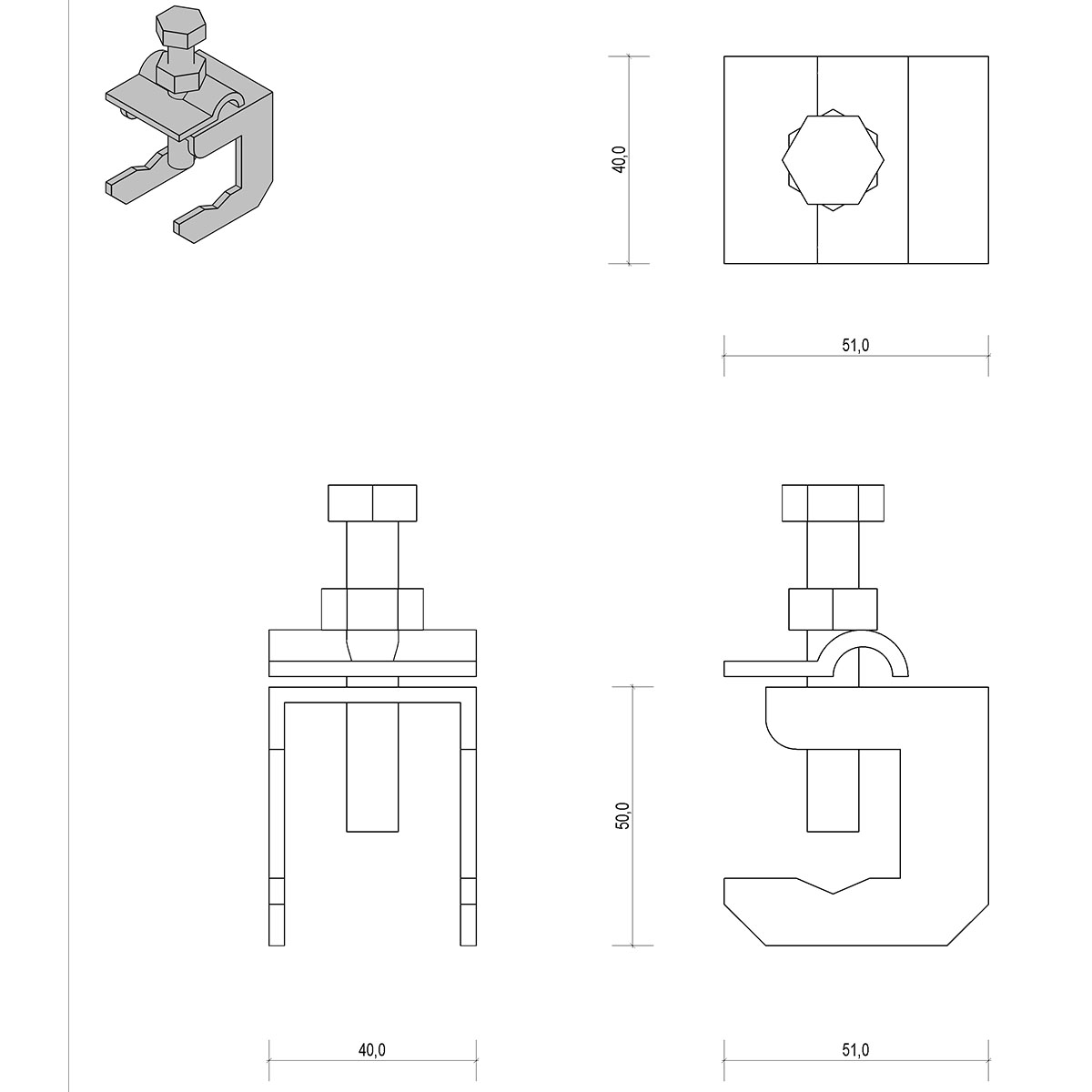 Armierungsklemme Universal Edelstahl V4A zur Verbindung von Flachleiter an der Armierung im Blitzschutz