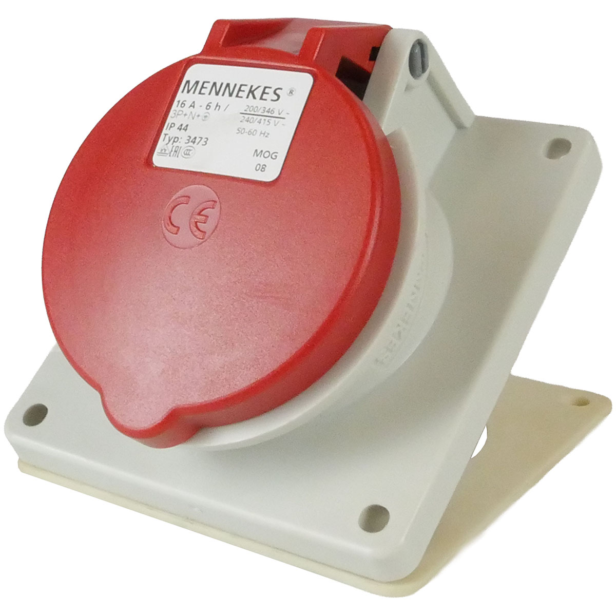 CEE Anbausteckdose schräg 5x16A mit schraubenloser Feder-Klemmtechnik