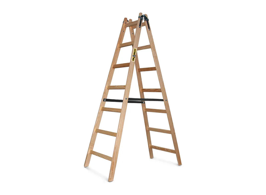 DRABEST PRO Klappleiter doppelseitig Holz 2x7 Sprossen