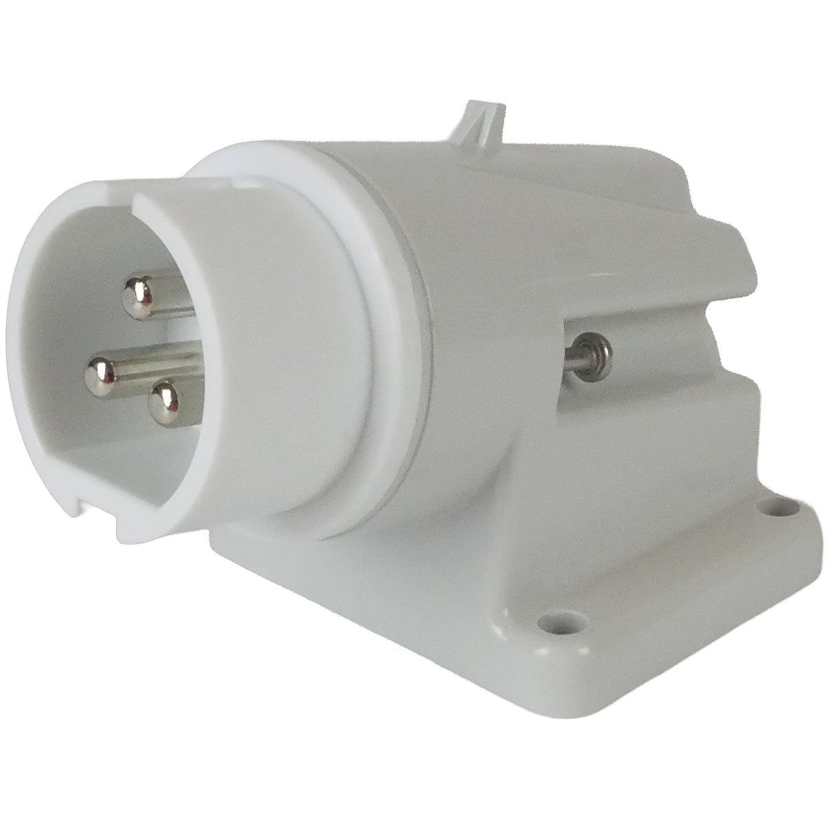 CEE Anbaustecker 16A IP44 mit vernickeltem Anschluss für Kabeldurchführung Ø 23 mm geeignet für industrielle Anwendungen und Baustellen