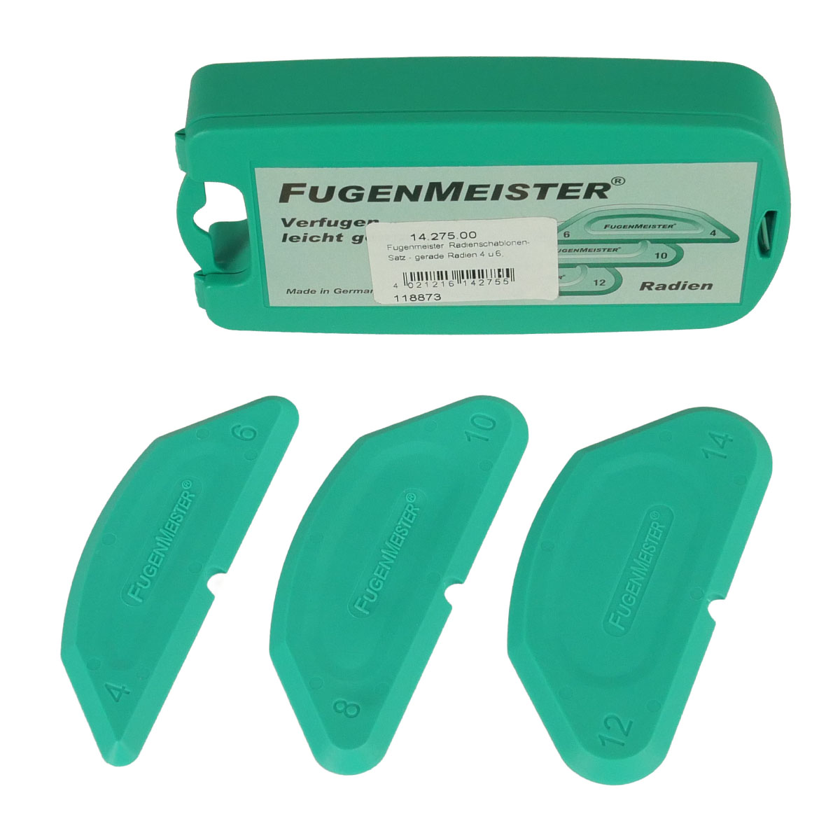Fugenmeister Radienschablonen R-03 für Radien 4-14 mm - 3-teilig