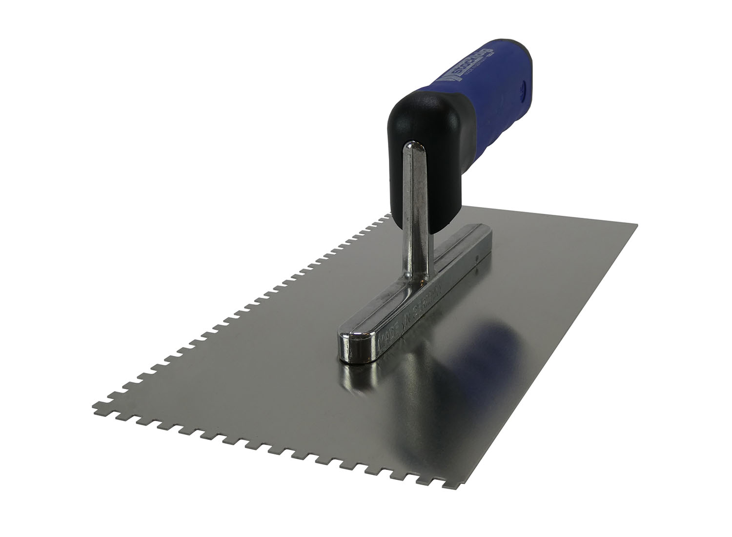 Glättekelle gezahnt 280 mm rostfrei mit 2K-SOFT-Griff 4 x 4 mm