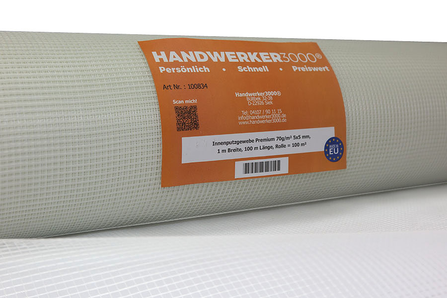 Innenputzgewebe ca. 70 g/m² 5x5, PREMIUM 1mx100 m Innenputzgewebe ca. 70 g/m² 5x5, PREMIUM 1mx100 m