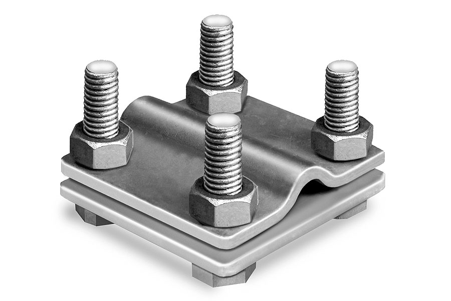 Kreuzverbinder flach/rund Stahl verzinkt 2-teilig schwere Ausführung mit Schrauben M8 Kreuzverbinder flach/rund Stahl verzinkt 2-teilig schwere Ausführung mit Schrauben M8