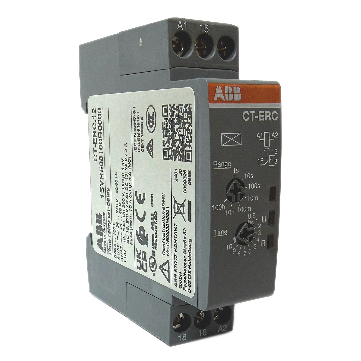 CT-ERC.12 Zeitrelais für Füllzeit- und Förderzeit 24V - 240VAC, 0,05 sec - 100h 1SVR508100R0000