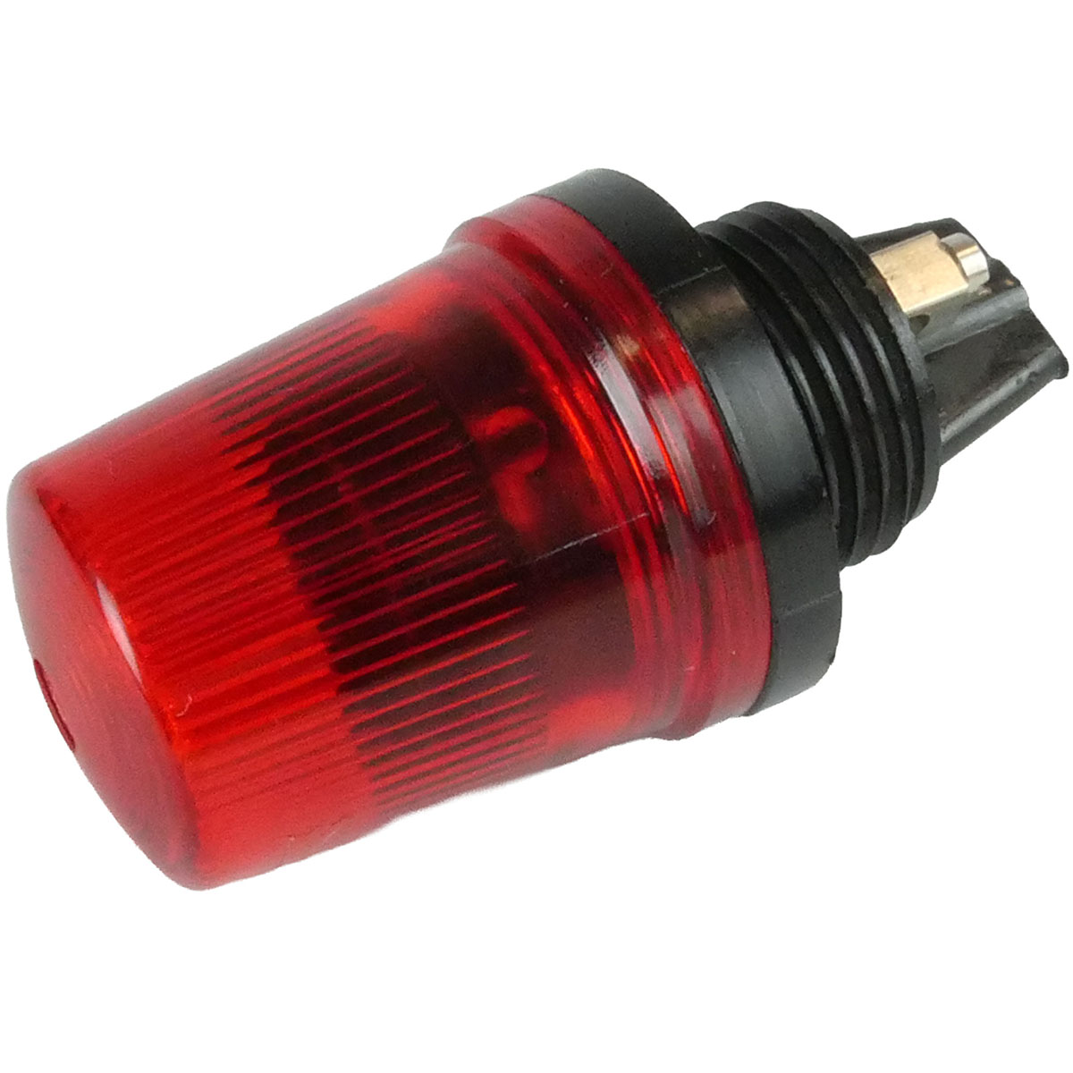 Kontrolllampe Ø 29 mm mit rot-transparenter Abdeckhaube und schwarzer Schraubfassung passend für Füllstandsmelder in Förderanlagen