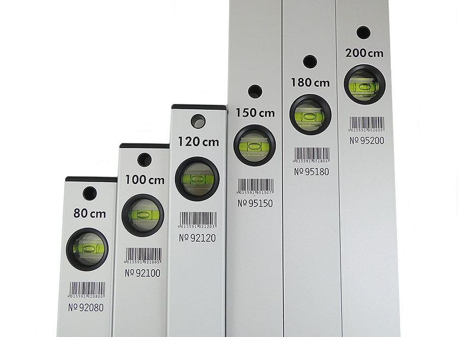 Profi Wasserwaagen-Set 6-teilig Aluminium mit 2 Libellen (80-200cm)