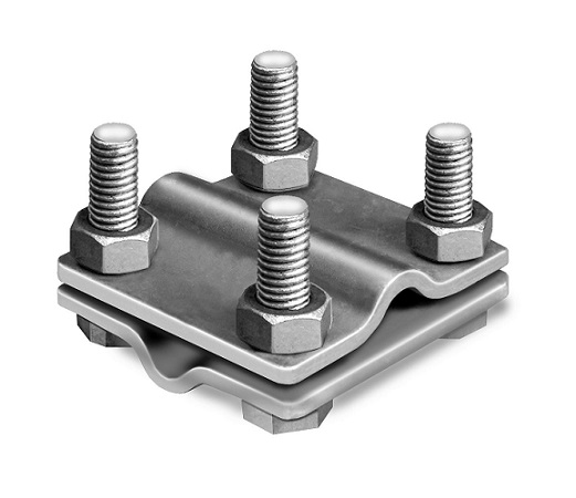 Kreuzverbinder Universal rund/rund-V4A 2-teilig schwere Ausführung mit Schrauben M8