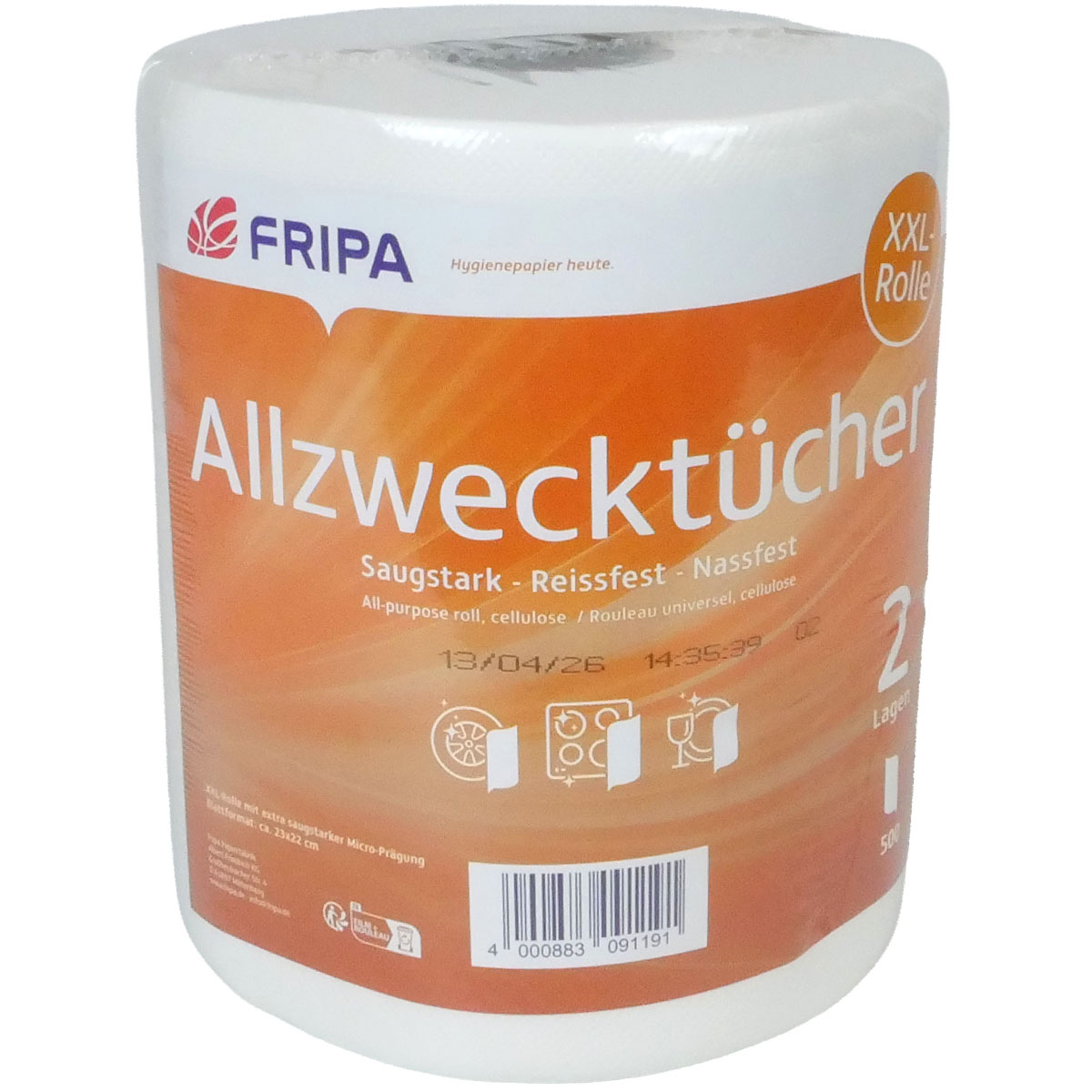 Hochweißes 2-lagiges Allzweckpapier von Papierrolle XXL Format 22.5x23 cm aus 100 Prozent Zellstoff