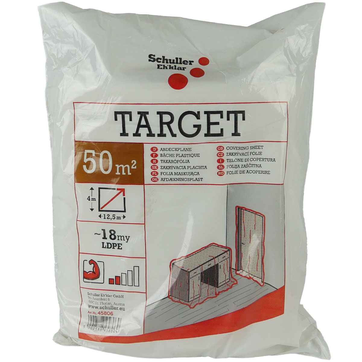 Target S18 Abdeckplane  4x12,5m LDPE transparent trüb ca. 18 mµ Target S18 Abdeckplane  4x12,5m LDPE transparent trüb ca. 18 mµ