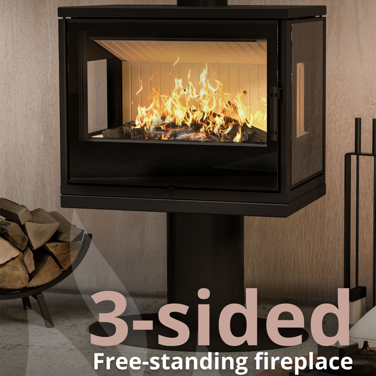 Kamin CUBO CF3S-700 (dreiseitige Sicht)