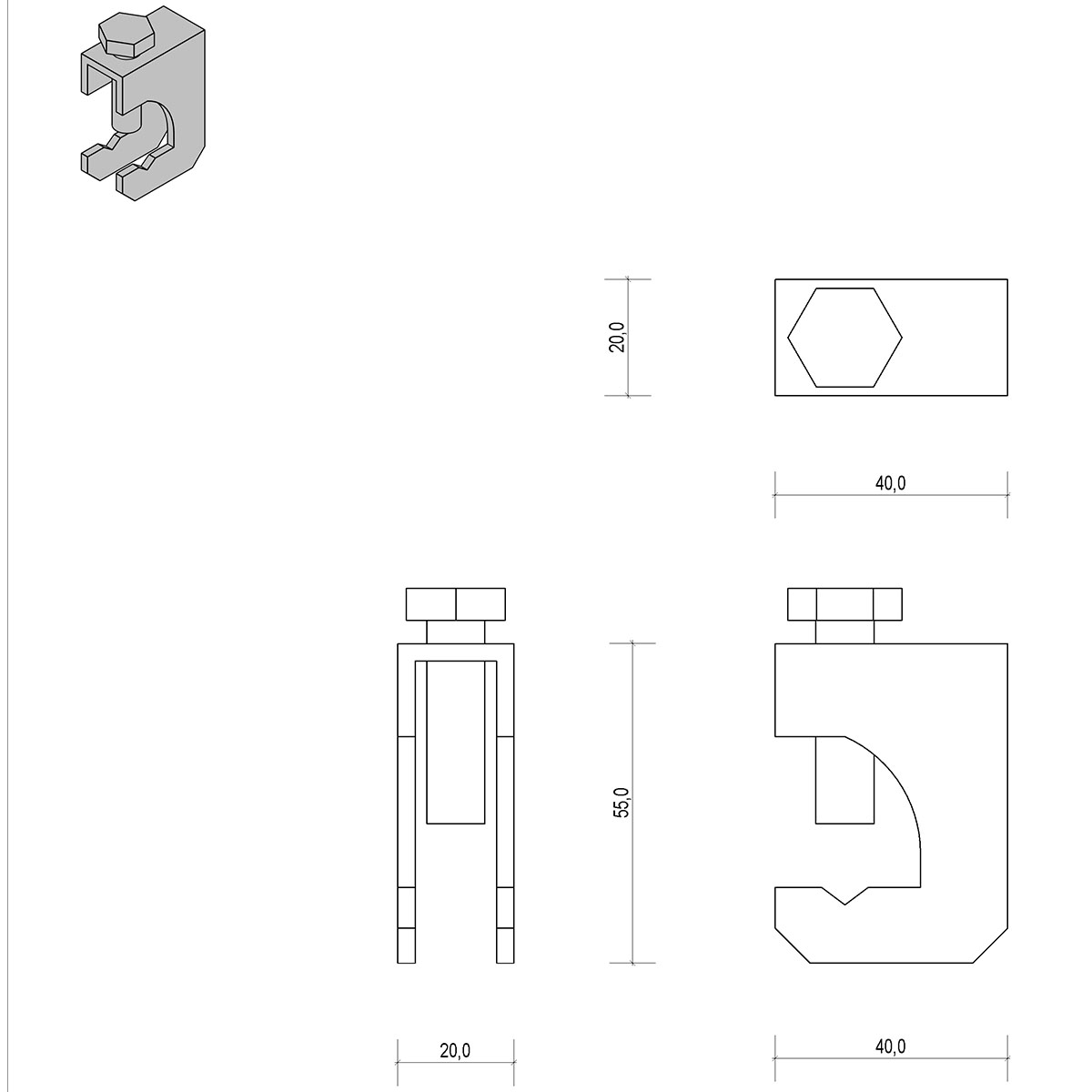 Verzinkte Armierungsklemme für Flachleiter 40x19x55mm zur Blitzsicherheit