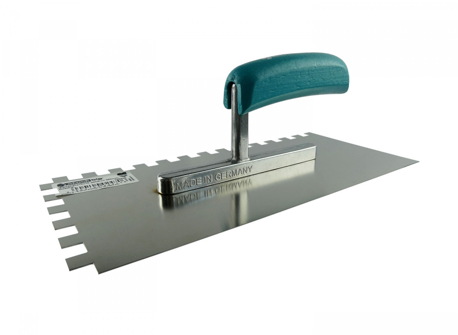 Glättekelle gezahnt 280 mm rostfrei mit Holzgriff