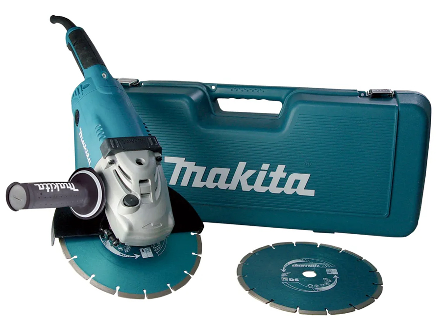 Makita Winkelschleifer 230mm, 2.200W im Koffer mit 2 Diamant-Scheiben GA9020RFK3