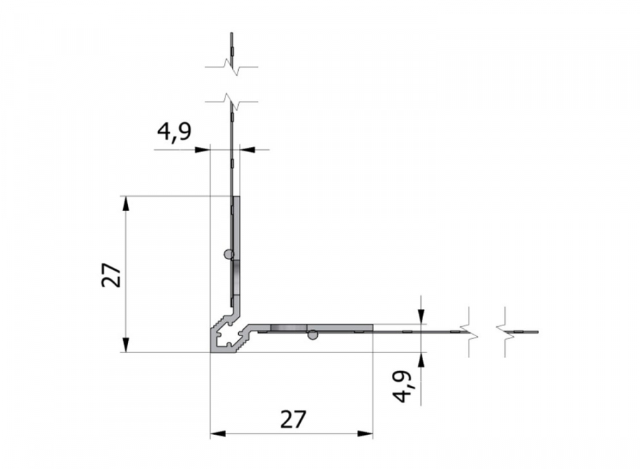 PVC-Gewebeeckwinkel mit Abzugskante 250 cm, 10 x 10 cm (3 Bund 187,5 lfm)