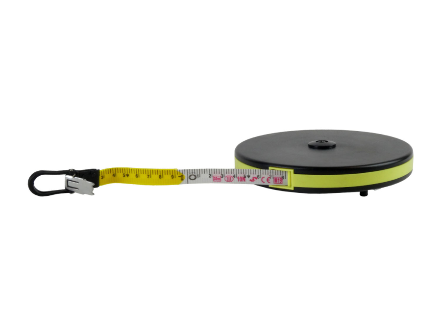 Glasfaser-Rollenbandmaß mit Haken 30m, Bandbreite 13mm