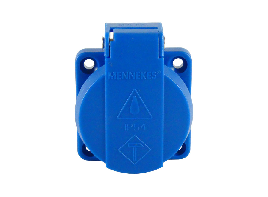 Einbausteckdose 16A Schuko 220 V in blau