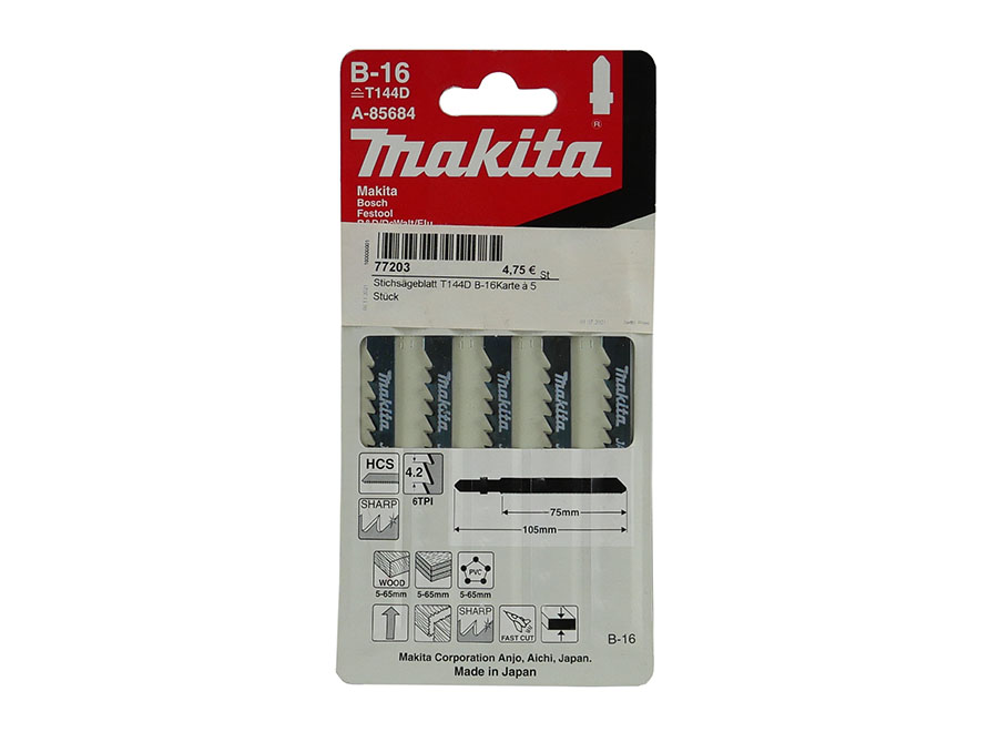 MAKITA Stichsägeblatt B-16 Holz/Kunststoff A-85684