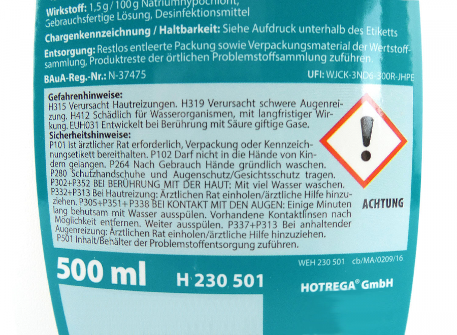 HOTREGA Schimmel-Entferner mit Aktiv-Chlor-Formel 500 ml