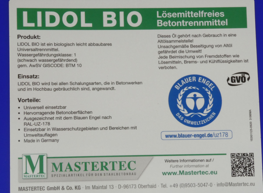 Mastertec Lidol Bio Universaltrennmittel 20 Liter