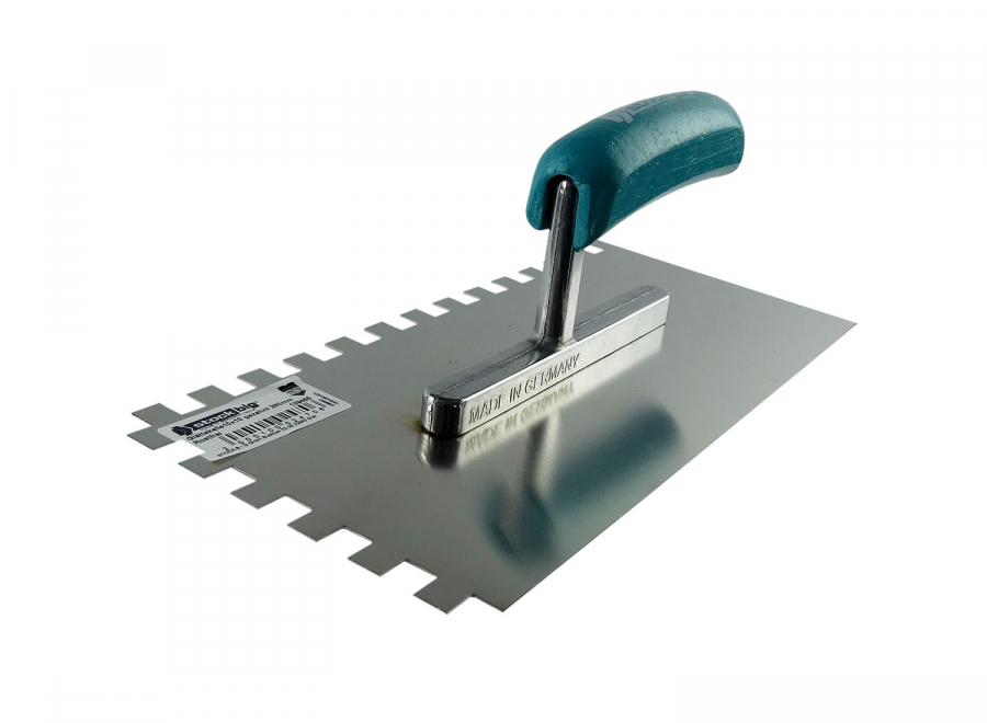 Glättekelle gezahnt 280 mm rostfrei mit Holzgriff