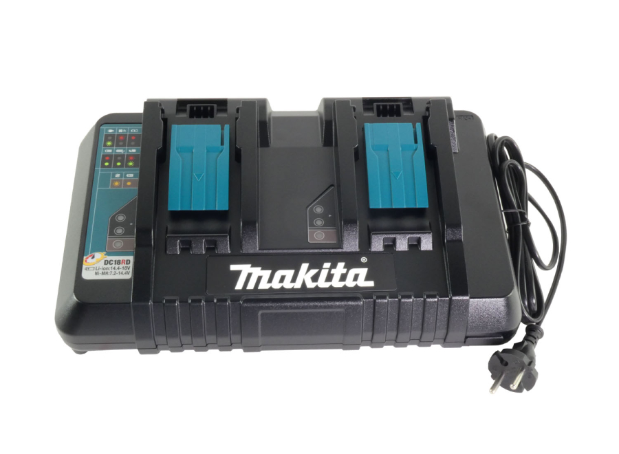 MAKITA Doppel-Schnellladegerät DC18RD für 2x 14,4 V oder 2x 18 V Schiebeakkus