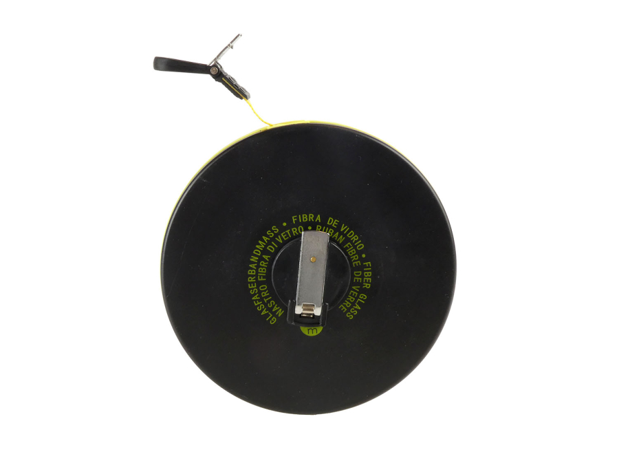 Glasfaser-Rollenbandmaß mit Haken 30m, Bandbreite 13mm