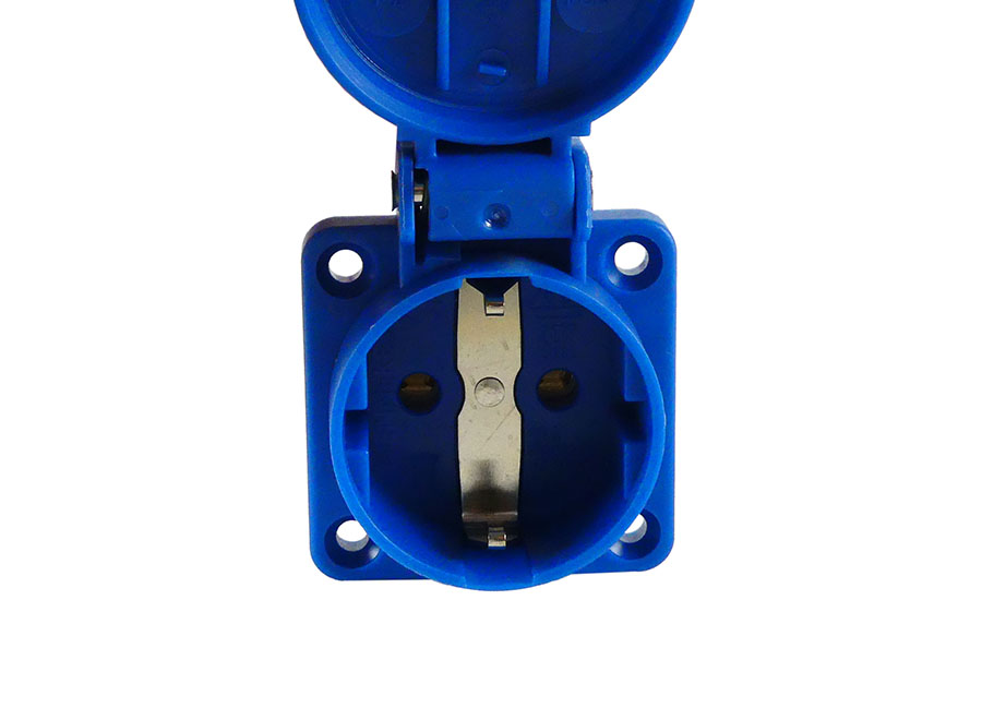 Einbausteckdose 16A Schuko 220 V in blau