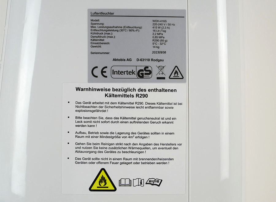 Aktobis Luftentfeuchter Bautrockner WDH-416S (bis 20 L/Tag)